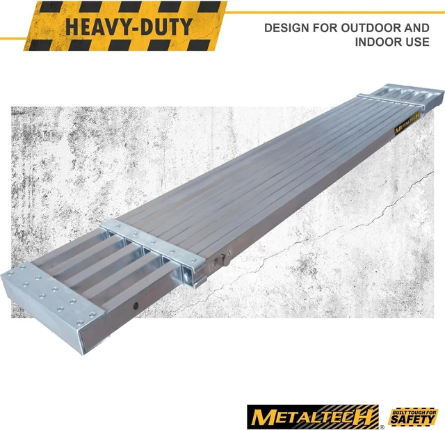 Alt view image 3 of 7 - Metaltech M-PEP7100AL Telescopic Aluminum Plank Board, 8 to 13-ft. Adjustable Work Platform for Step Ladders and Sawhorses, Work Plank, Ladder Accessory, and Scaffold Tool for Home Improvement