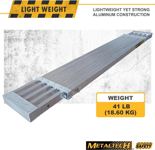 Alt view image 6 of 7 - Metaltech M-PEP7100AL Telescopic Aluminum Plank Board, 8 to 13-ft. Adjustable Work Platform for Step Ladders and Sawhorses, Work Plank, Ladder Accessory, and Scaffold Tool for Home Improvement