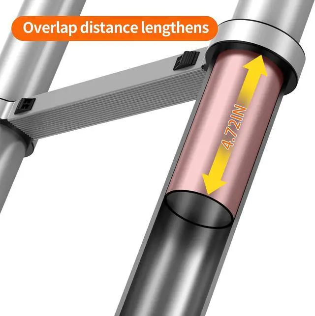 Alt view image 3 of 7 - Telescoping Ladder,12.5 FT Extension Ladder, Heavy Duty 330lbs Max Capacity, Multi-Purpose Collapsible Ladder for RV or Outdoor Work