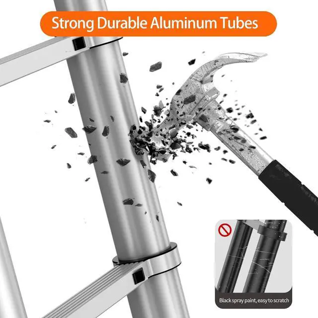 Alt view image 5 of 7 - Telescoping Ladder,12.5 FT Extension Ladder, Heavy Duty 330lbs Max Capacity, Multi-Purpose Collapsible Ladder for RV or Outdoor Work