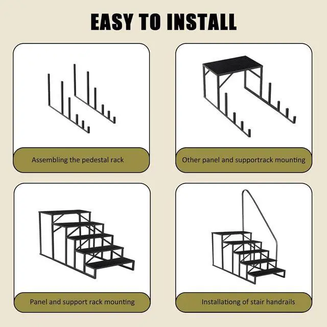 Alt view image 5 of 7 - Step Ladder, Step Stool with Handle, Heavy Duty Pool Ladder Above Ground 660Lbs, Camper Steps Outdoor Steps RV Stairs for Reaching High, Portable Home Stairs for Travel Trailer (5 Step, Single Handle)