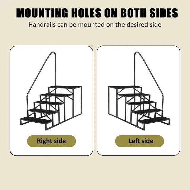 Alt view image 4 of 7 - Step Ladder, Step Stool with Handle, Heavy Duty Pool Ladder Above Ground 660Lbs, Camper Steps Outdoor Steps RV Stairs for Reaching High, Portable Home Stairs for Travel Trailer (5 Step, Single Handle)