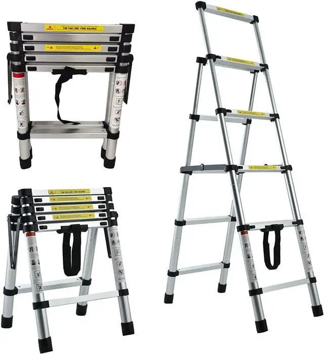 Main image of 4+5 Steps(4.6ft + 5.6ft) Aluminium Herringbone Ladder Portable Household A-Frame Portable Multi-Purpose Telescopic Ladder