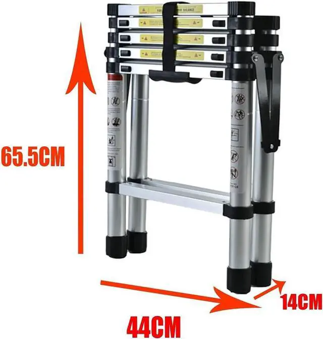 Alt view image 3 of 7 - 4+5 Steps(4.6ft + 5.6ft) Aluminium Herringbone Ladder Portable Household A-Frame Portable Multi-Purpose Telescopic Ladder
