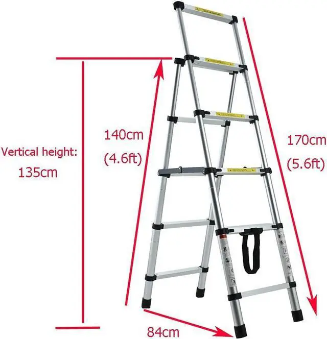 Alt view image 2 of 7 - 4+5 Steps(4.6ft + 5.6ft) Aluminium Herringbone Ladder Portable Household A-Frame Portable Multi-Purpose Telescopic Ladder