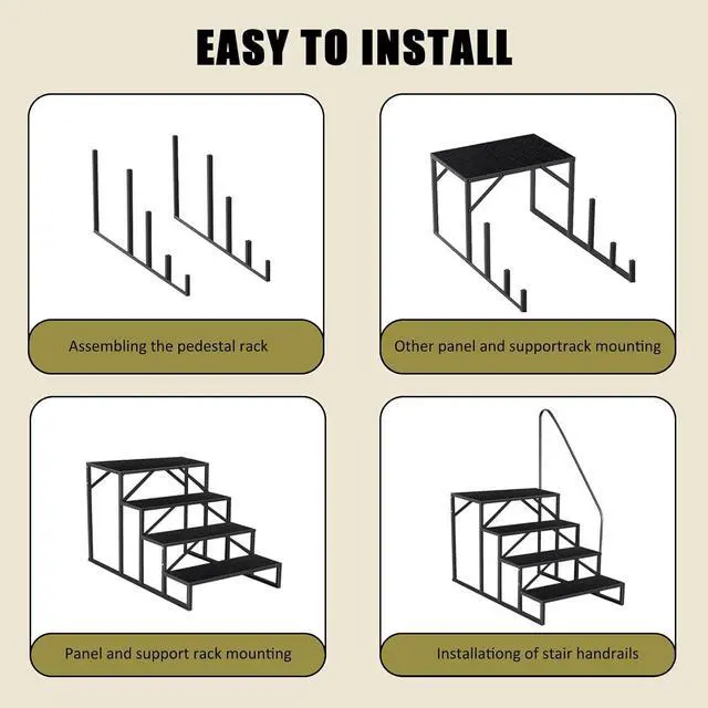 Alt view image 3 of 7 - Step Ladder, Step Stool with Handle, Heavy Duty Pool Ladder Above Ground 660Lbs, Camper Steps Outdoor Steps RV Stairs for Reaching High, Portable Home Stairs for Travel Trailer (4 Step, Single Handle)