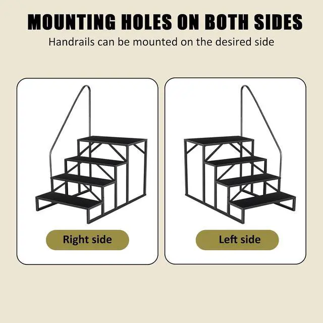 Alt view image 4 of 7 - Step Ladder, Step Stool with Handle, Heavy Duty Pool Ladder Above Ground 660Lbs, Camper Steps Outdoor Steps RV Stairs for Reaching High, Portable Home Stairs for Travel Trailer (4 Step, Single Handle)