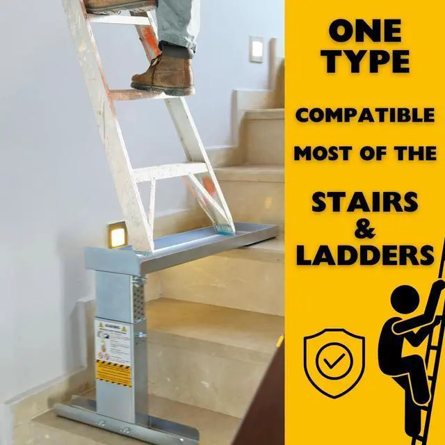 Alt view image 5 of 7 - Renovatio: Ultimate Ladder Levelers for Extension Ladders, Stair Ladder Leveler, Extension Ladder Stabilizer, Stair Ladder Platform, Ladder for Stairs