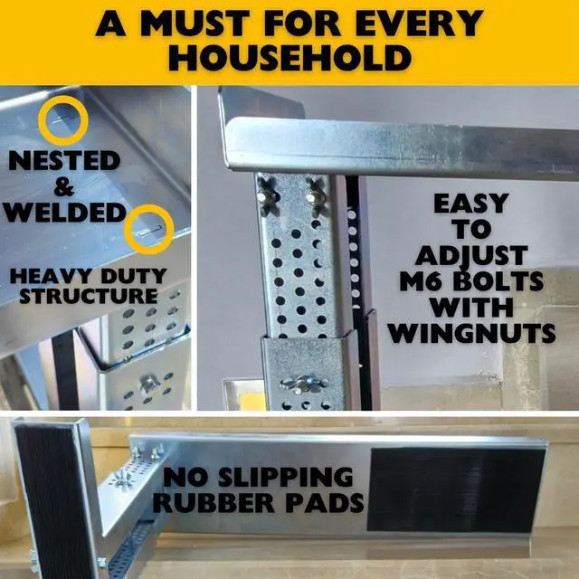 Alt view image 7 of 7 - Renovatio: Ultimate Ladder Levelers for Extension Ladders, Stair Ladder Leveler, Extension Ladder Stabilizer, Stair Ladder Platform, Ladder for Stairs