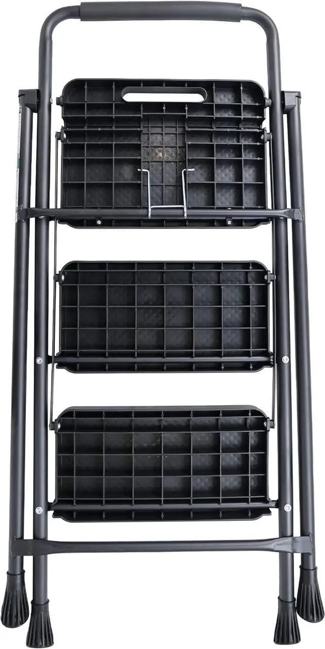 Alt view image 6 of 6 - Folding Step Stool with Wide Anti-Slip Pedal, 330lbs Sturdy Steel Ladder, 3-Step