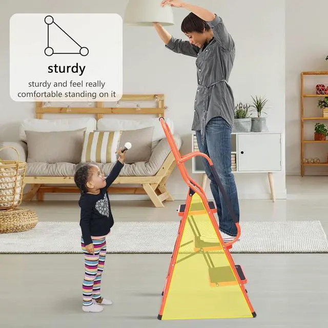 Alt view image 2 of 7 - LUISLADDERS 3 Step Ladder Safety Tool Ladder Folding Anti-Slip Step Stool Ladder Padded Side Handrails with Large Area Pedals for Kitchen Home and Office 330lbs (3 Step)