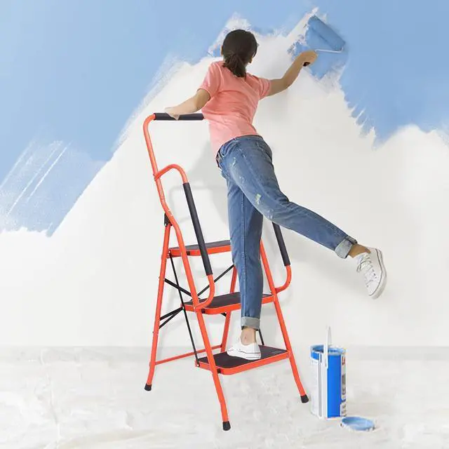 Alt view image 3 of 7 - LUISLADDERS 3 Step Ladder Safety Tool Ladder Folding Anti-Slip Step Stool Ladder Padded Side Handrails with Large Area Pedals for Kitchen Home and Office 330lbs (3 Step)