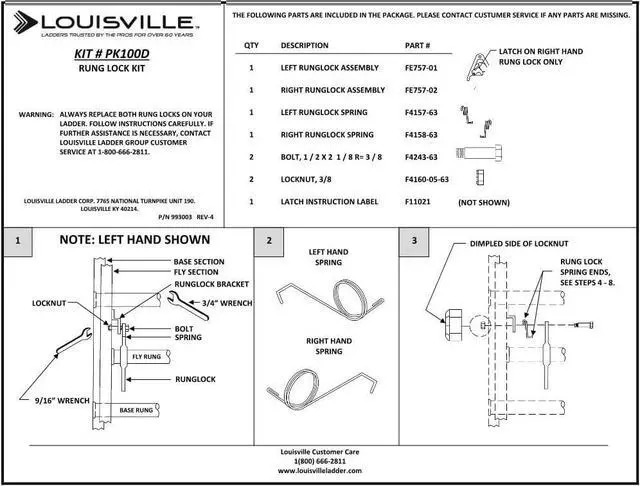 Alt view image 2 of 3 - Louisville Ladder PK100D Rung Lock Kit for Aluminum Extension Ladder.