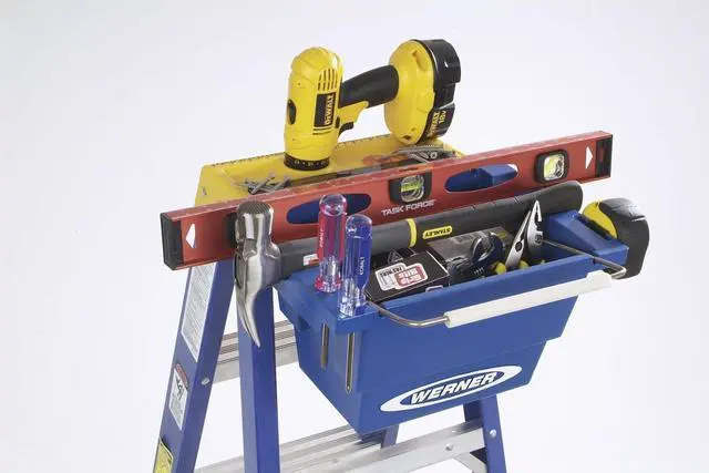 Alt view image 3 of 7 - Werner AC50-JB-5 Ac50-Jb-3 Lock-in Job Bucket, for Use with Obel00 and 6200 Series Step Ladders, Plastic, Blue, 25 lbs