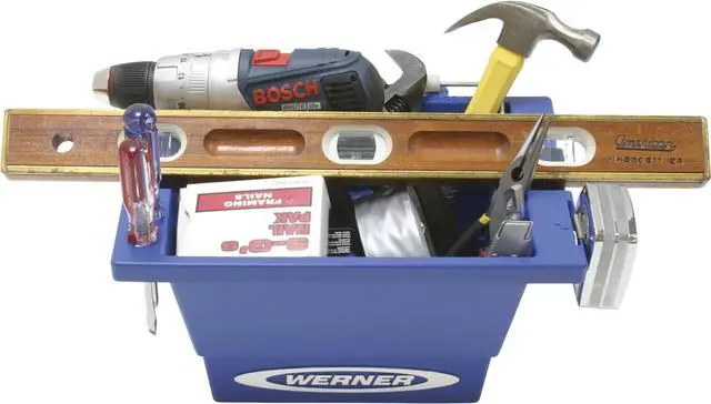 Alt view image 4 of 7 - Werner AC50-JB-5 Ac50-Jb-3 Lock-in Job Bucket, for Use with Obel00 and 6200 Series Step Ladders, Plastic, Blue, 25 lbs