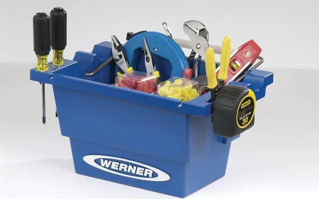 Alt view image 5 of 7 - Werner AC50-JB-5 Ac50-Jb-3 Lock-in Job Bucket, for Use with Obel00 and 6200 Series Step Ladders, Plastic, Blue, 25 lbs