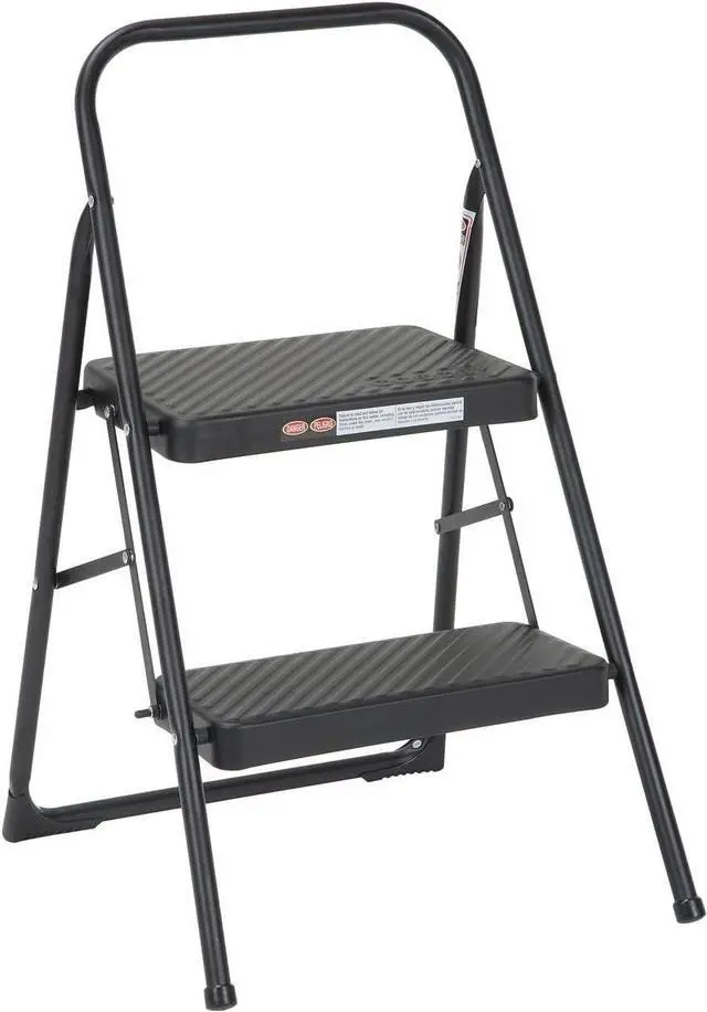 Main image of COSCO 2-Step Household Folding Steel Step Stool, Black