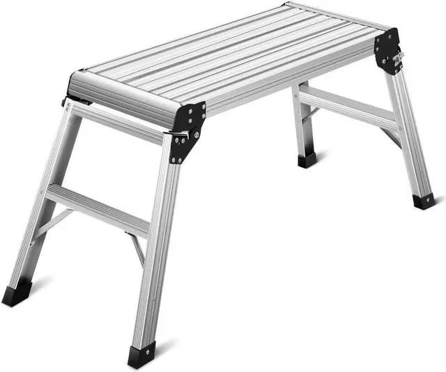 Main image of Giantex Work Platform Aluminum Step Ladder Drywall Safe CE Approved of Capacity 330 LBS Heavy Duty Portable Bench Folding Ladders Stool w/Non-Slip Mat (Silver)