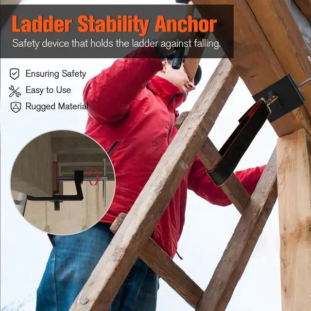 Alt view image 2 of 7 - Ladder Stability Anchor, Ultimate Ladder Safety Kit, Ladder Guard Fall Protection Anchor, Anti-Slip Ladder Anchor Clamp Roof with Laddder Rack Straps, Ladder Leveler, Secure, Stable, Anti-Slip Anchor