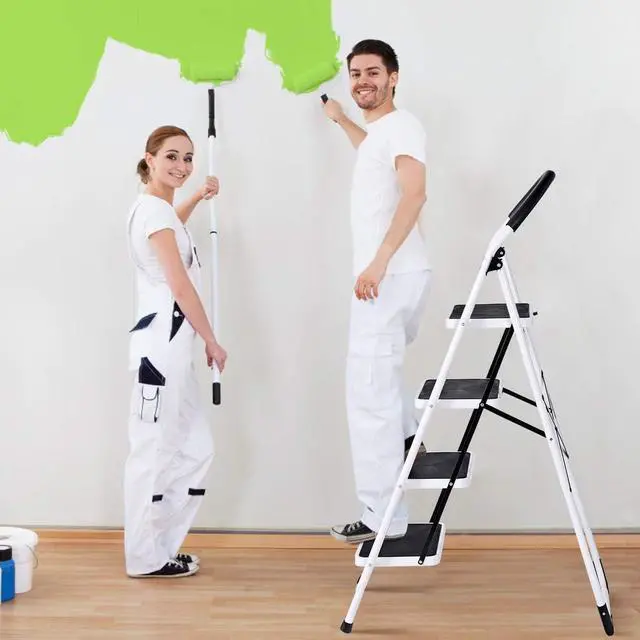 Alt view image 2 of 7 - Nightcore 4 Step Ladder Folding Step Stool Platform, Multiuse Stepladder with Sturdy Frame Rubber, Hand Grip Anti-Slip Pedal, Home Kitchen Tool Lightweight Portable Ladder, 330 Lbs Capacity