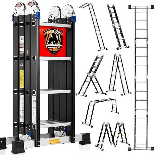 Main image of Bryner 7 in 1 Multi-Purpose Ladder Aluminium 14Ft Folding Adjustable Telescoping Step Extension Ladder Meet SGS EN 131 Standard Heavy Duty 330lbs