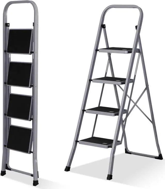 Main image of F2C 4 Step Ladder, Folding Step Stool with Wide Anti-Slip Pedals & Handgrip, Portable Lightweight Ladder Anti-Slip Pedal for Home, Kitchen, Office, Sturdy Temporary Storage Shelf Rack