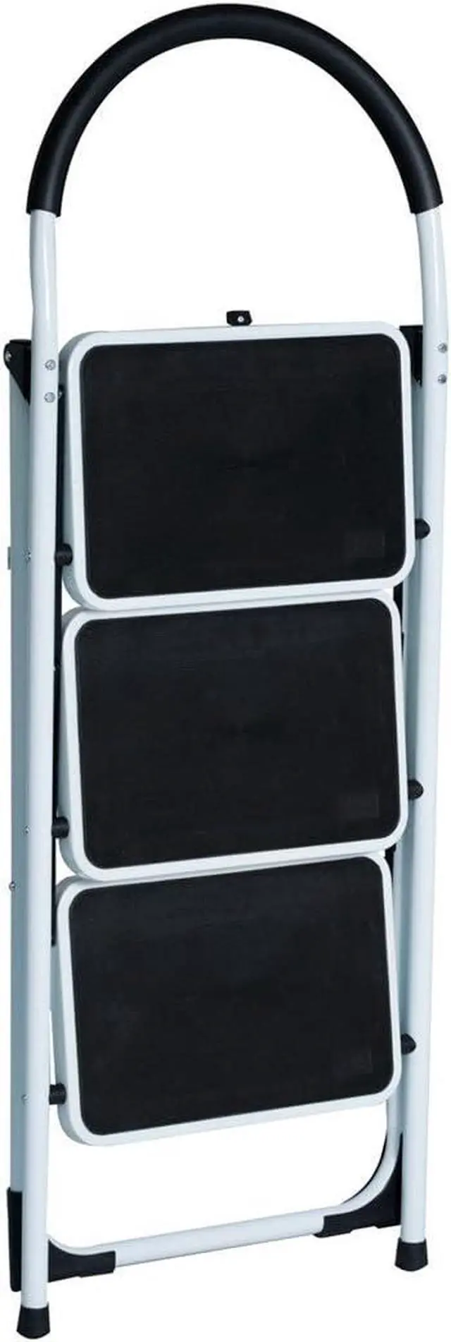 Alt view image 5 of 7 - Good Life EN131 Folding 3 Step Ladder Home Depot Steel, Lightweight 300 lb Capacity with Hand Grip Anti-Slip and Wide Pedal