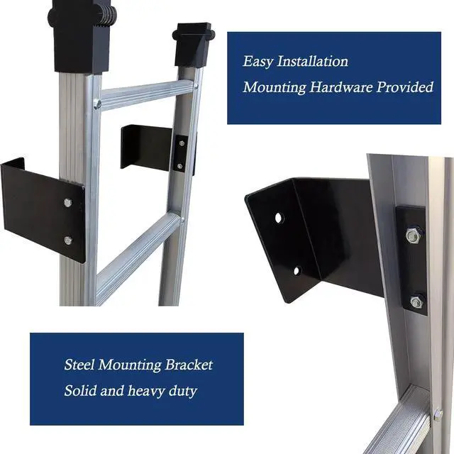 Alt view image 3 of 6 - Basement Ladder 5 Rung, 54in H Aluminum Window Well Ladder, Fire Escape Ladder in Humid Environments with Load Capacity up to 500lbs Egress Ladder, Escape Ladder or Bunk Bed Ladder