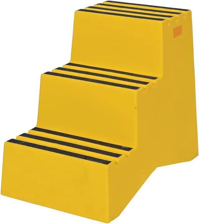 Alt view image 2 of 7 - Vestil VST-3-Y Polyethylene Step Stool, 3 Step, Yellow