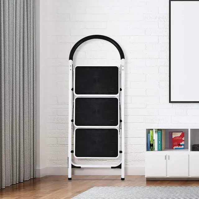 Alt view image 4 of 7 - Giantex 3 Step Ladder Folding Step Stool Platform Home Kitchen Tool Multiuse Stepladder w/Sturdy Frame Rubber Hand Grip Anti-Slip Pedal Lightweight Portable Ladder 330Lbs Capacity