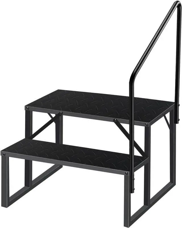 Main image of Step Ladder, Step Stool with Handle, Heavy Duty Pool Ladder Above Ground 660Lbs, Camper Steps Outdoor Steps RV Stairs for Reaching High, Portable Home Stairs for Travel Trailer (2 Step, Single Handle)