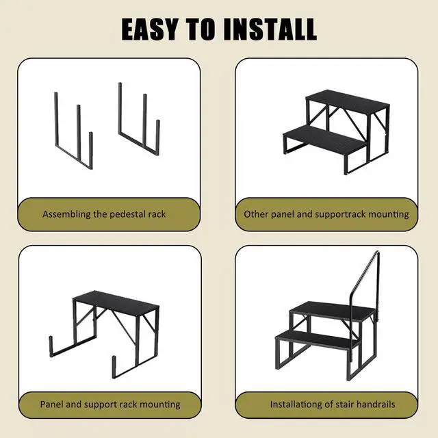 Alt view image 5 of 7 - Step Ladder, Step Stool with Handle, Heavy Duty Pool Ladder Above Ground 660Lbs, Camper Steps Outdoor Steps RV Stairs for Reaching High, Portable Home Stairs for Travel Trailer (2 Step, Single Handle)