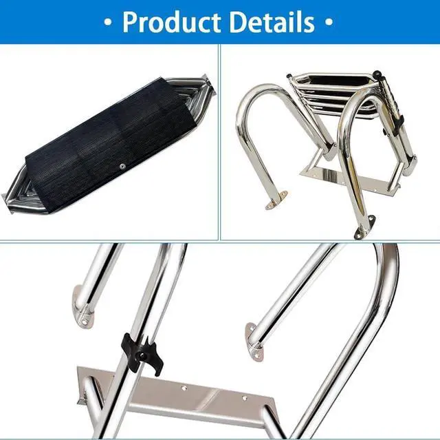Alt view image 6 of 6 - Stainless Steel 4 Steps Telescoping Boat Ladder Reinforce Dock Ladder Heavy Duty Swim Deck Ladder with Wider Pedals and Hand Railings, Rated to 500 Pounds