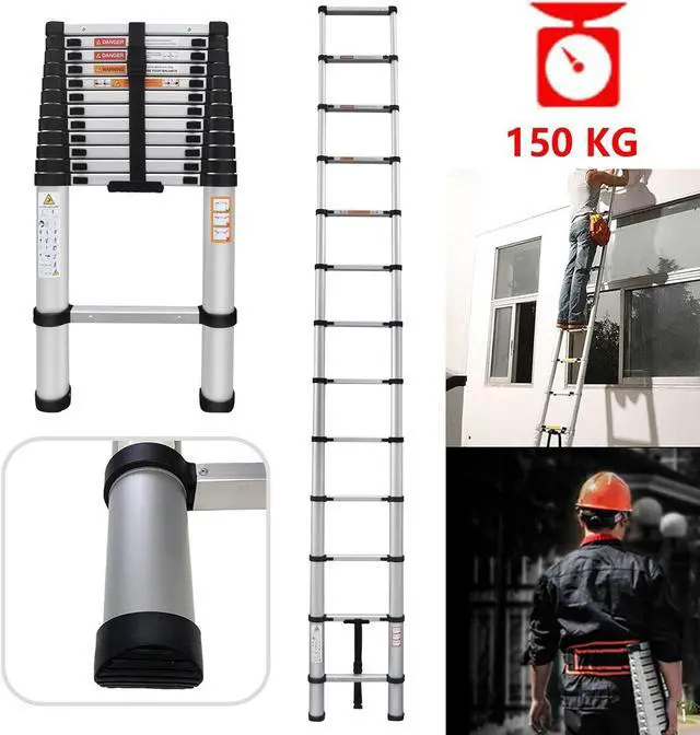 Alt view image 4 of 7 - Telescoping Ladder 16FT Aluminum Telescoping Extension Ladder, Collapsible Ladder Attic Ladder Rv Ladder, Portable Telescopic Ladder for Outdoor Working & Household Use, Folding Ladder 330lb Capacity