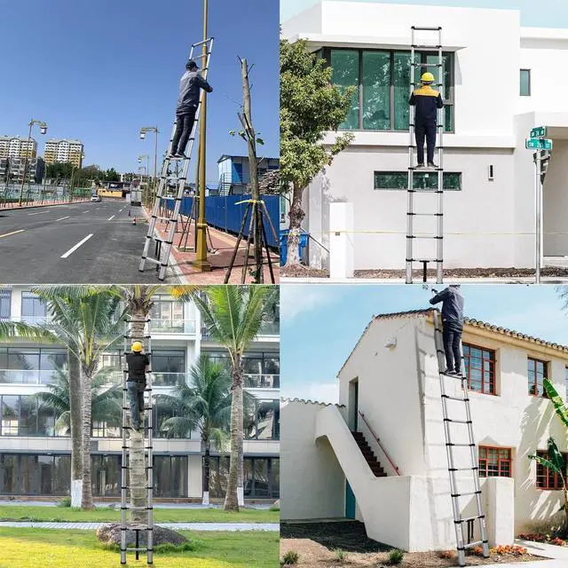 Alt view image 7 of 7 - Telescoping Ladder 16FT Aluminum Telescoping Extension Ladder, Collapsible Ladder Attic Ladder Rv Ladder, Portable Telescopic Ladder for Outdoor Working & Household Use, Folding Ladder 330lb Capacity