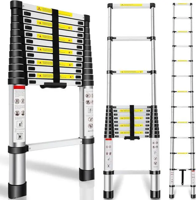 Main image of Telescoping Ladder 12.5FT, Telescopic Extension Ladder, Aluminum Alloy Folding Ladder Portable Multi-Purpose for Indoor Outdoor Work, Heavy Duty 330 lbs Load