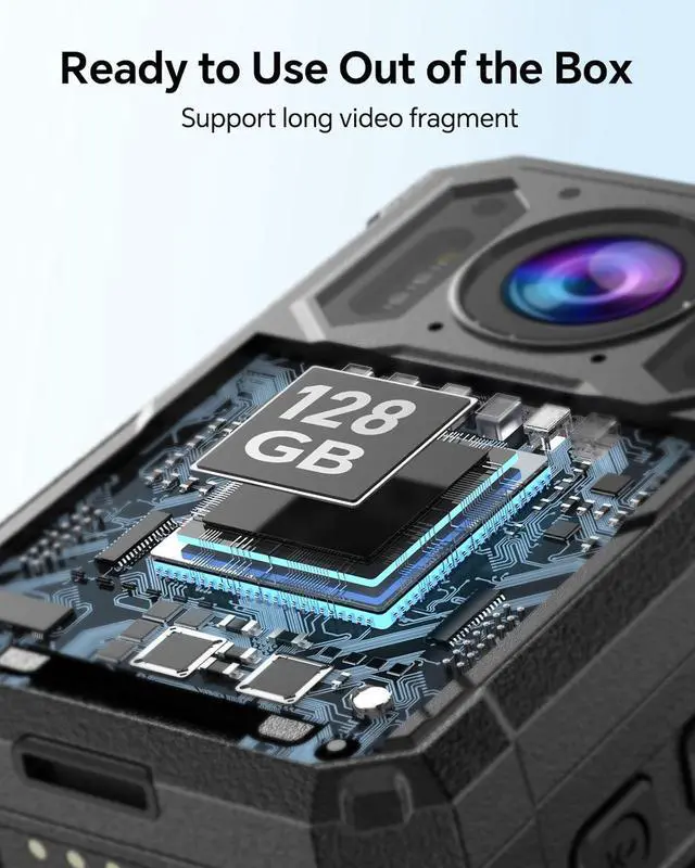 Alt view image 6 of 7 - BOBLOV KJ23Pro 2K Body Camera, 128GB Body Worn Camera with Night Vision, 4000mAh Battery for 15 Hours Continuous Recording, with Car Suction for Dashcams, Law Enforcement, Security, Outdoor Work