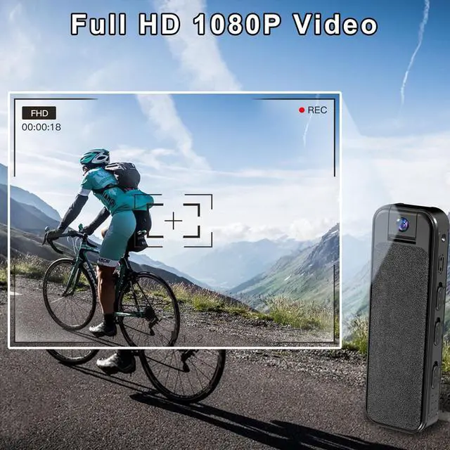 Alt view image 2 of 7 - Mini Body Camera, Worn Camcorder, Sport Cam, 1080P Portable Cam with Night Vision, 180° Ratatable Lens, Sturdy Clip for Cycling Law Enforcement Working up to 128GB SD Card (Not Included)