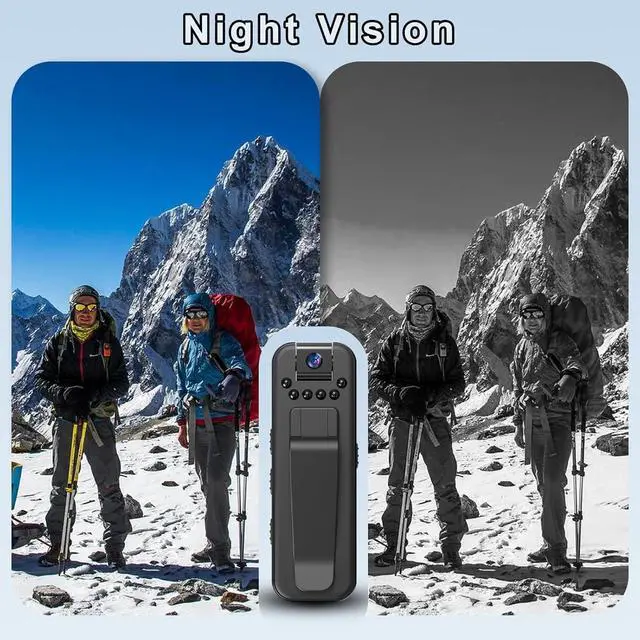 Alt view image 5 of 7 - Mini Body Camera, Worn Camcorder, Sport Cam, 1080P Portable Cam with Night Vision, 180° Ratatable Lens, Sturdy Clip for Cycling Law Enforcement Working up to 128GB SD Card (Not Included)