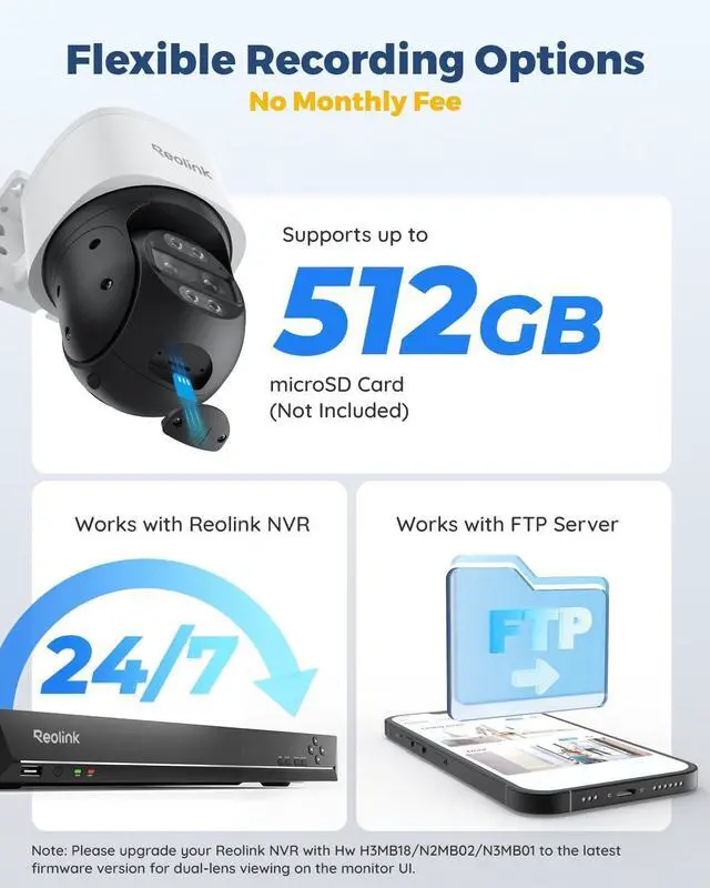 Alt view image 6 of 7 - REOLINK PTZ Security Camera System 4K, IP PoE 360 Camera with Dual-Lens, Auto 6X Hybrid Zoomed Tracking, 355 Pan & 90 Tilt, Outdoor Surveillance, AI Detection, TrackMix PoE