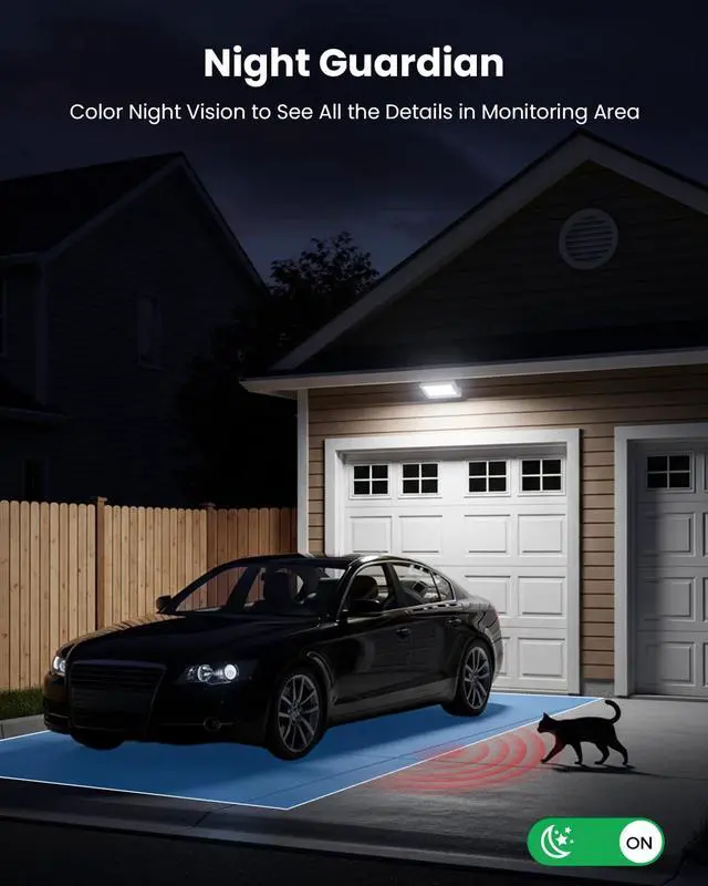 Alt view image 4 of 7 - Solar Security Cameras Wireless Outdoor, 3MP Pan Tilt 360°WiFi Camera with Color Night Vision/PIR Sensor/2-Way Audio/Alexa/Google Assistant