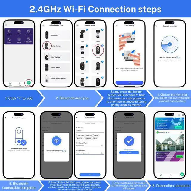 Alt view image 3 of 7 - 1080p Wireless Security Camera, 2.4GHz Wi-Fi Only, Color Night Vision, AI Human Detection, PIR Motion Detection, 2-Way Talk, Outdoor Surveillance Bullet Cam, No Solar Panel Included (2 Pack)