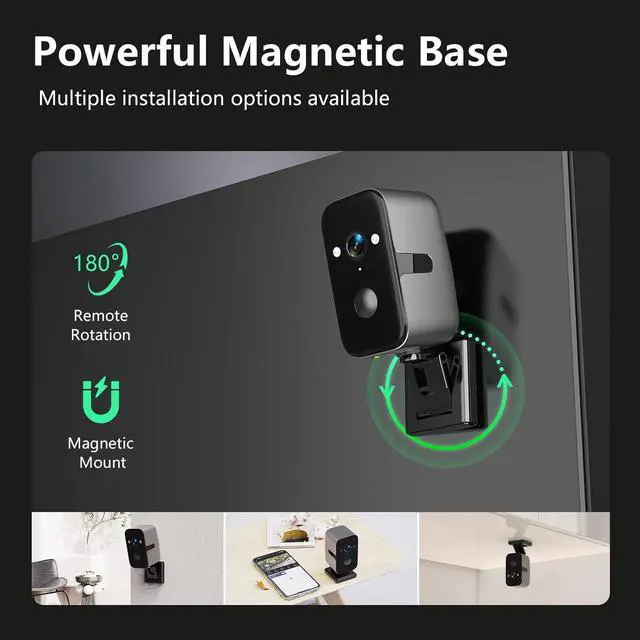 Alt view image 2 of 7 - Security Cameras Wireless Outdoor,5G WiFi Magnetic Pet/Baby Camera,2K Pan Rotating 180° Siren Indoor Home Cameras Battery Powered with Color Night Vision,AI Detection, 2-Way Talk, IP65 (1)