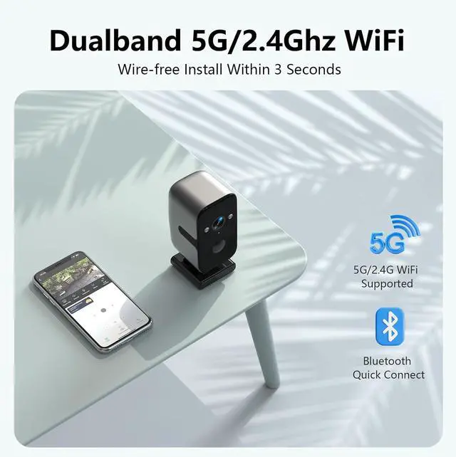 Alt view image 6 of 7 - Security Cameras Wireless Outdoor,5G WiFi Magnetic Pet/Baby Camera,2K Pan Rotating 180° Siren Indoor Home Cameras Battery Powered with Color Night Vision,AI Detection, 2-Way Talk, IP65 (1)