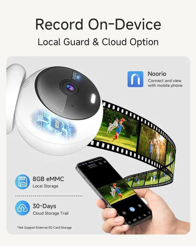 Alt view image 3 of 7 - Noorio Security Cameras Wireless Outdoor/Indoor Magnetic, Cameras for Home Security Battery Powered, 1080P AI Motion Detection 2.4G WiFi Security Camera Outdoor, 8GB Free Local Storage MagCam, B200-SE