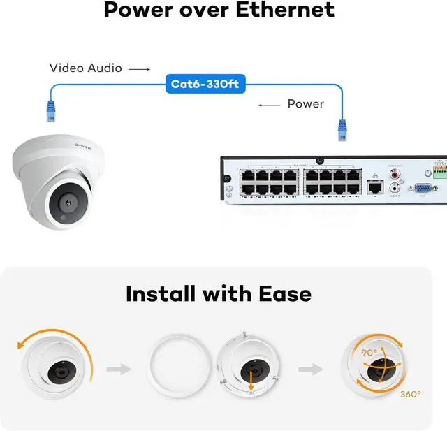 Alt view image 3 of 6 - ONWOTE 4K 8MP PoE IP Security Camera, AI Human Vehicle Detection, 3840x2160 8 Megapixels, 134° FoV, Video Audio, Indoor Outdoor, Commercial Wired Camera for Business, Add-on to PoE NVR System