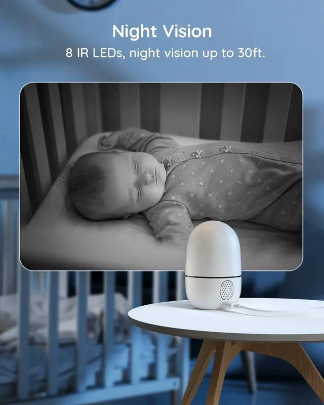 Alt view image 5 of 7 - virtavo XD1 Indoor Security WiFi Camera, Wireless, Dual-Lens 360° PTZ Baby Monitor & Pet Cam, Motion Tracking, 2-Way Audio, Night Vision, Cloud/SD Storage, Phone App, Plug-in Power
