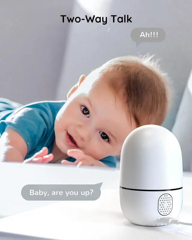 Alt view image 6 of 7 - virtavo XD1 Indoor Security WiFi Camera, Wireless, Dual-Lens 360° PTZ Baby Monitor & Pet Cam, Motion Tracking, 2-Way Audio, Night Vision, Cloud/SD Storage, Phone App, Plug-in Power
