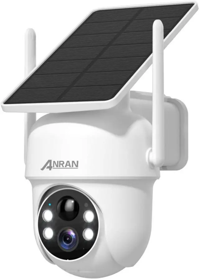Main image of ANRAN Solar Security Cameras Wireless Outdoor,2K Cameras for Home Security with Fixed Solar Panel, 360° PTZ for Home Surveillance,2.4G WiFi, PIR Human Detection, 3MP Color Night Vision, 2-Way Talk