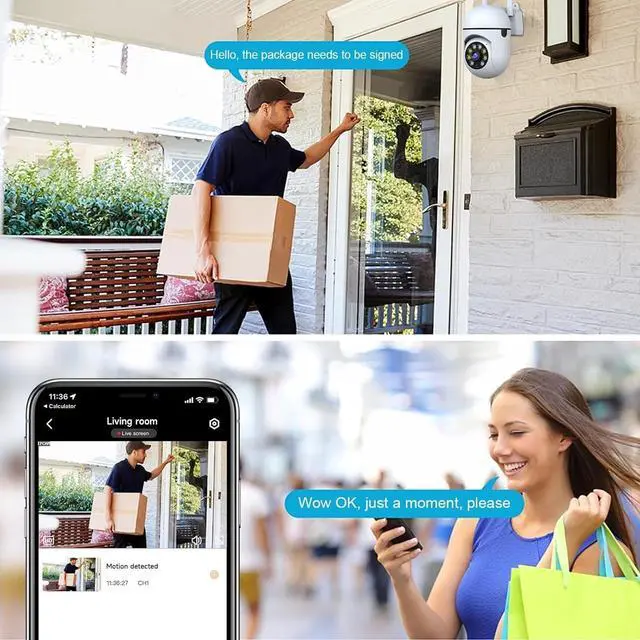 Alt view image 3 of 7 - 1080P Security Camera Wired, 2.4G/5G WiFi Home Surveillance Cam with 360° Pan/Tilt, Color Night Vision, Motion Detection, 2-Way Audio, SD/Cloud Storage, Compatible with Alexa